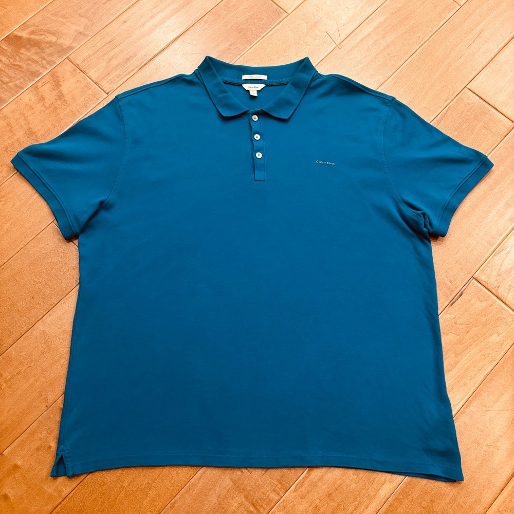 Calvin Klein Men’s Blue Liquid Touch Cotton Short Sleeve Polo Shirt Size XL